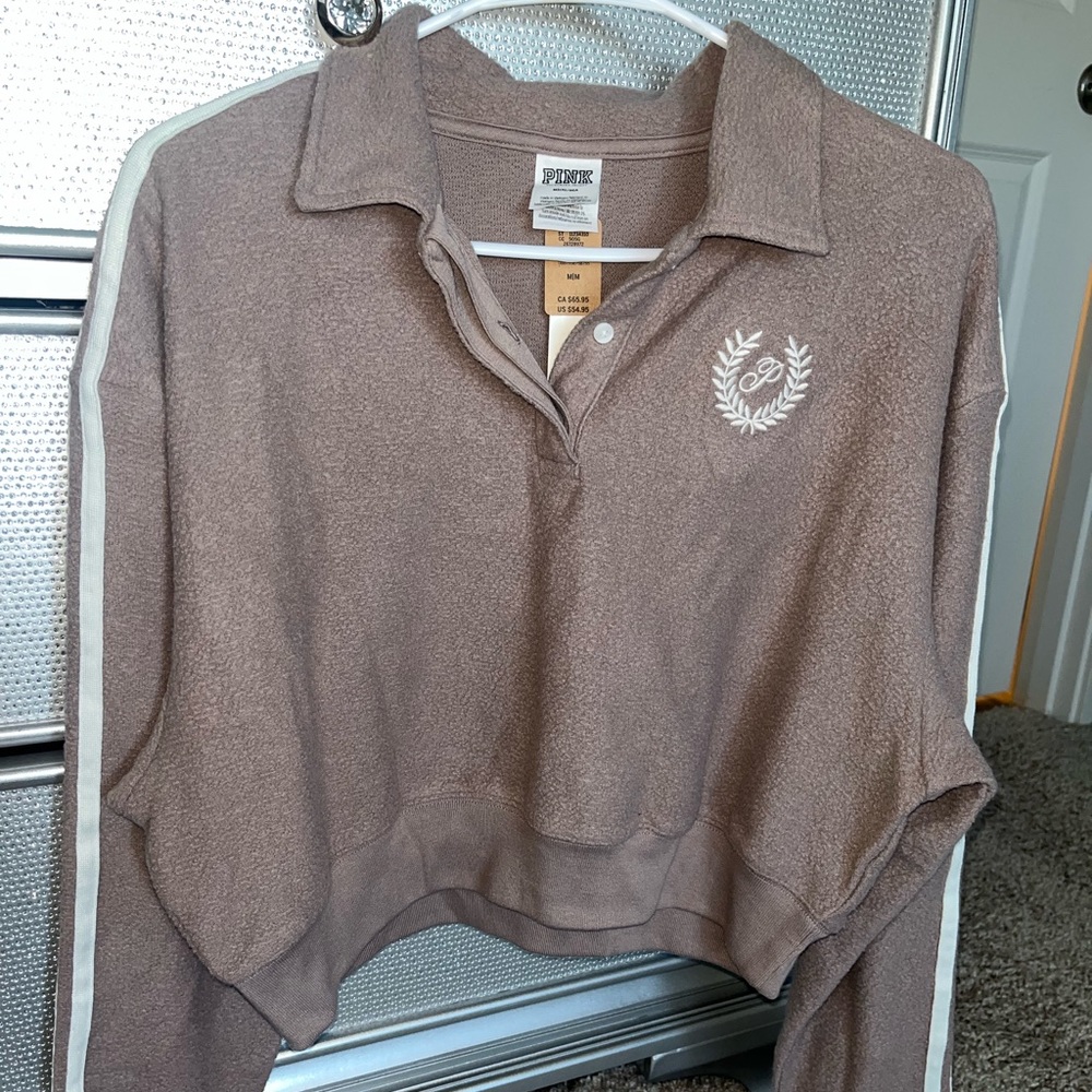 PINK Victoria’s Secret fleece crop sweatshirt - Picture 2 of 7